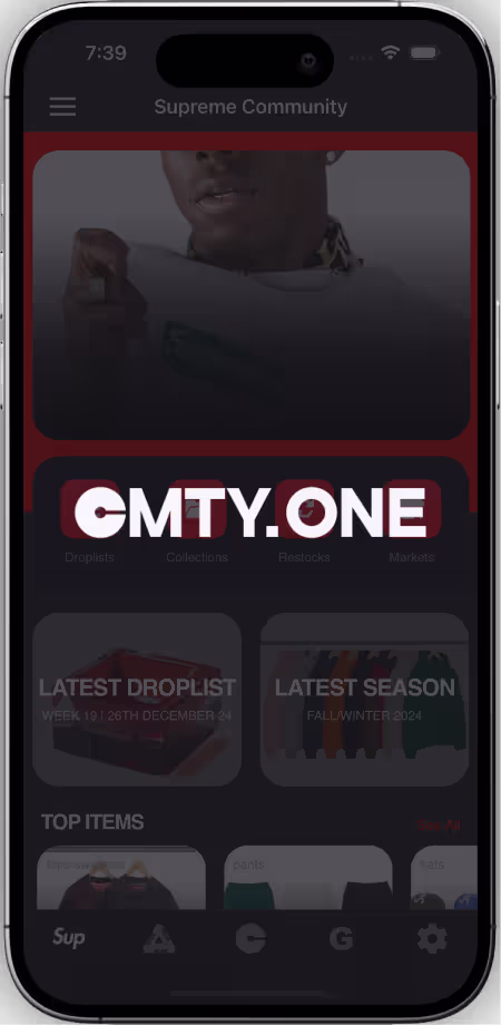 A phone screen showing the CMTY.ONE site.